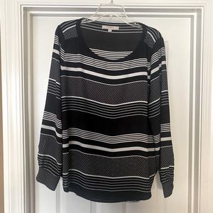 LOFT long sleeved black and white blouse - size L